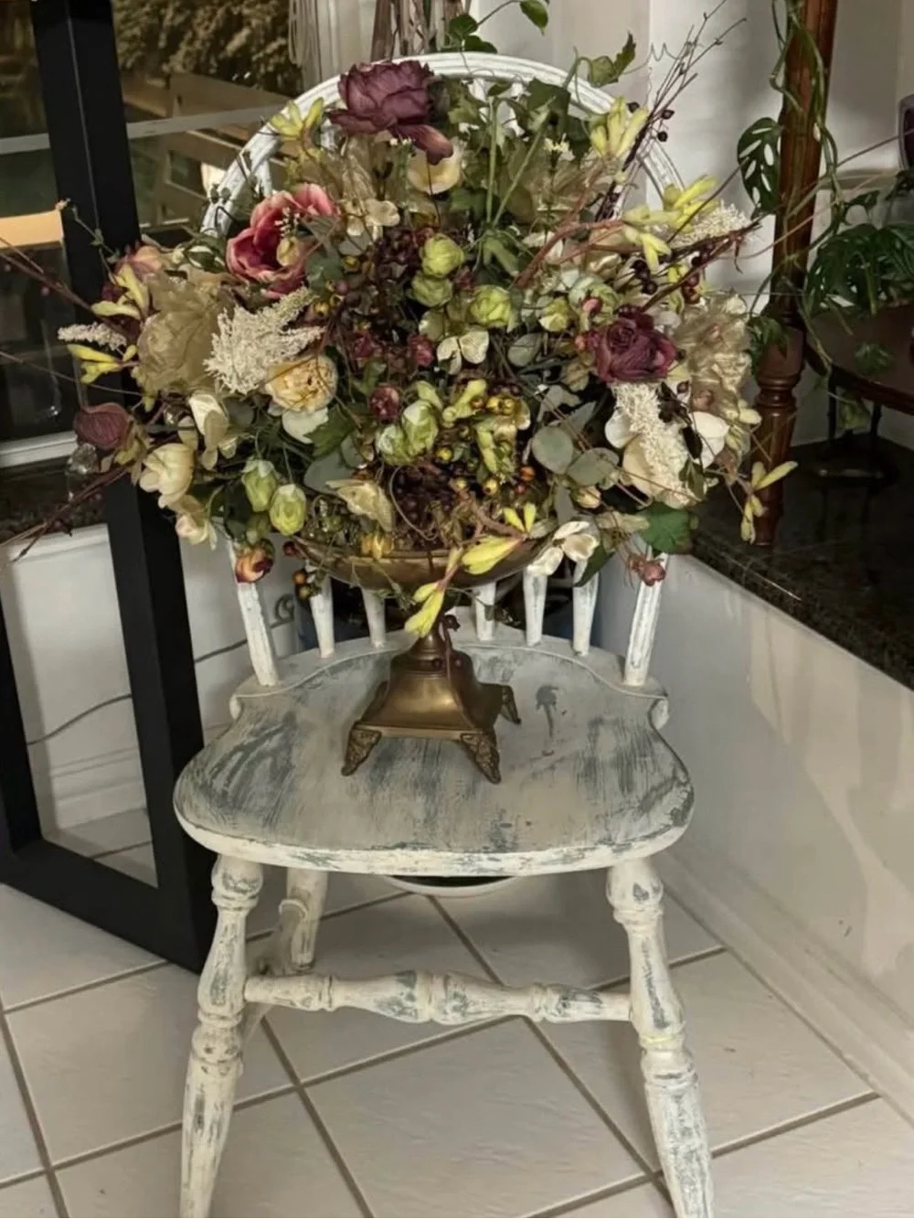 Andrea By Sadek Brass Compote Planter Pedestal Grapevine Detail 9.5